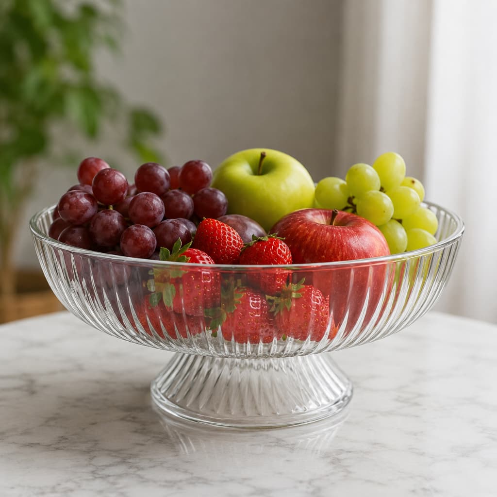 Fruteira Redonda De Acrílico Com Pé Centro De Mesa 26cmX11,5cm