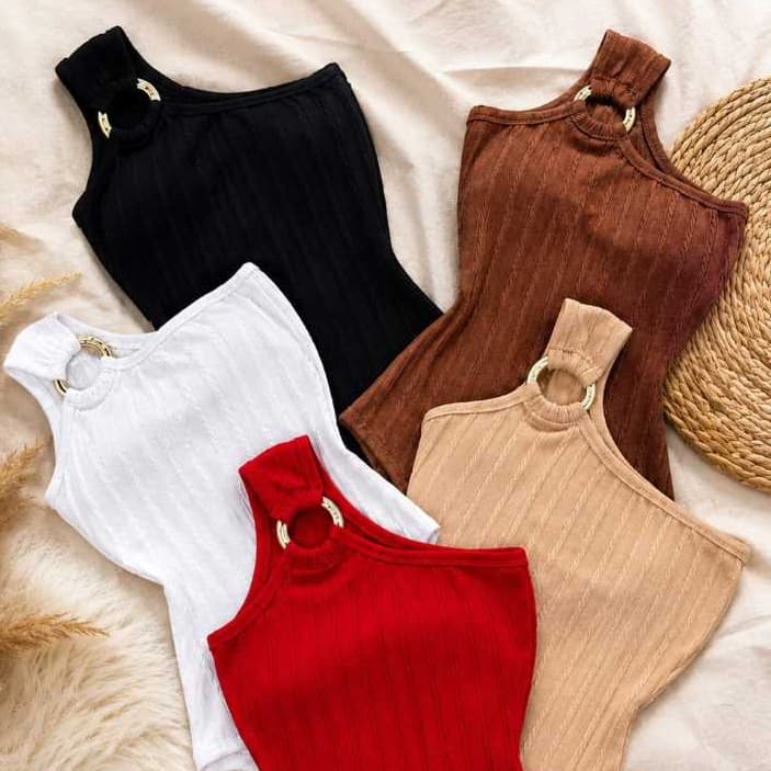 Body Feminino Com Argolha Dourada, Mula Manga ,Com Bojo. Moda Verao Elegante Estiloso,Luxo e Confort