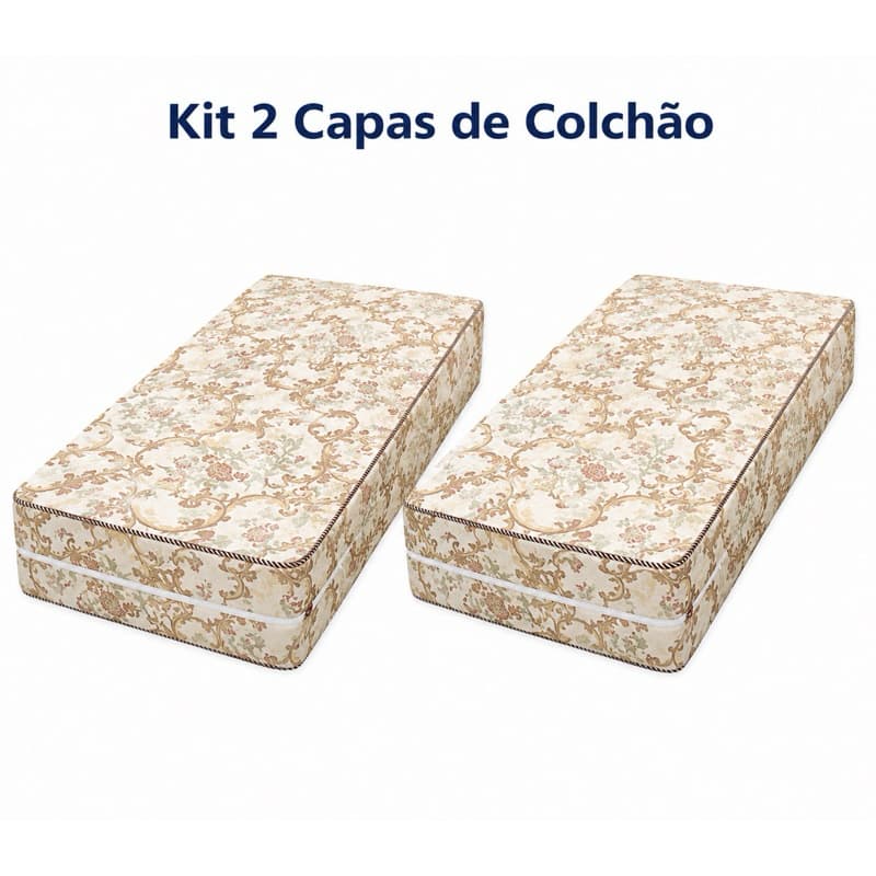 Kit 2 Capas de Colchão Solteiro com Zíper Microfibra Estampada Antiácaro Lavável Promoção