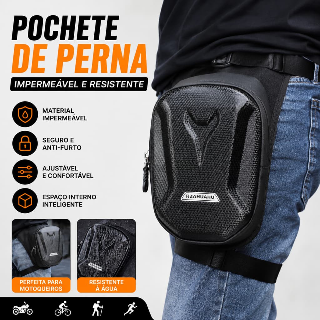 Pochete De Perna Motoqueiro Impermeável Motociclista Bag De Cintura Motoboy Resistente Moto Viagem