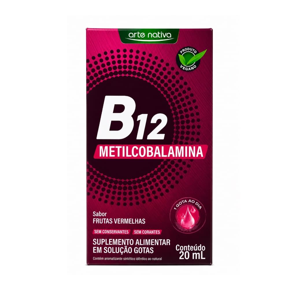 B12 Metilcobalamina 20mL Sabor Frutas Vermelhas |Produto Vegano| Arte Nativa