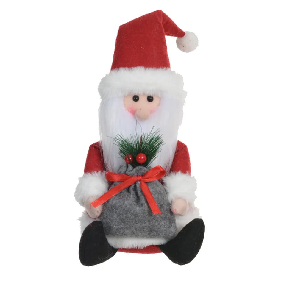 Papai Noel Sentado 20cm Saco Presente Decoração Natal