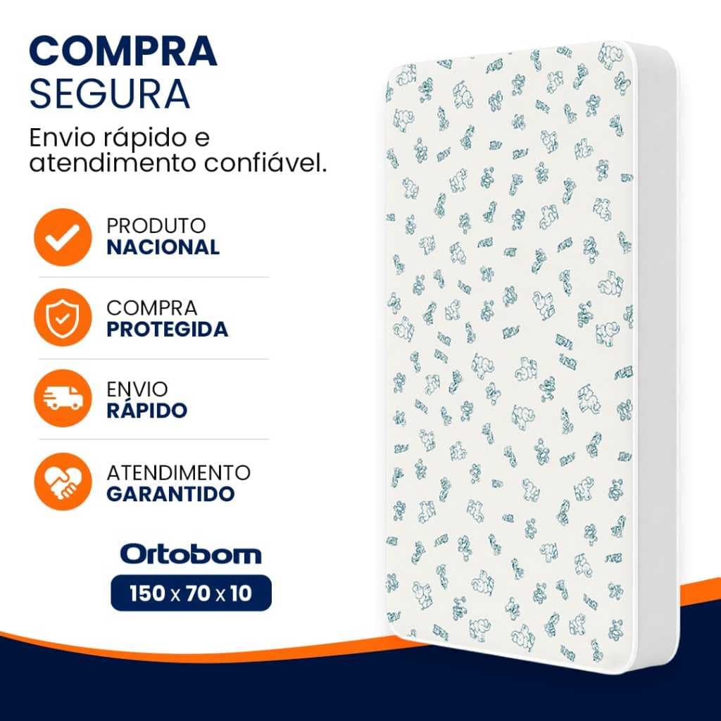 Colchão Mini Cama Resistente Liso D18 (150x70x10) - Ortobom