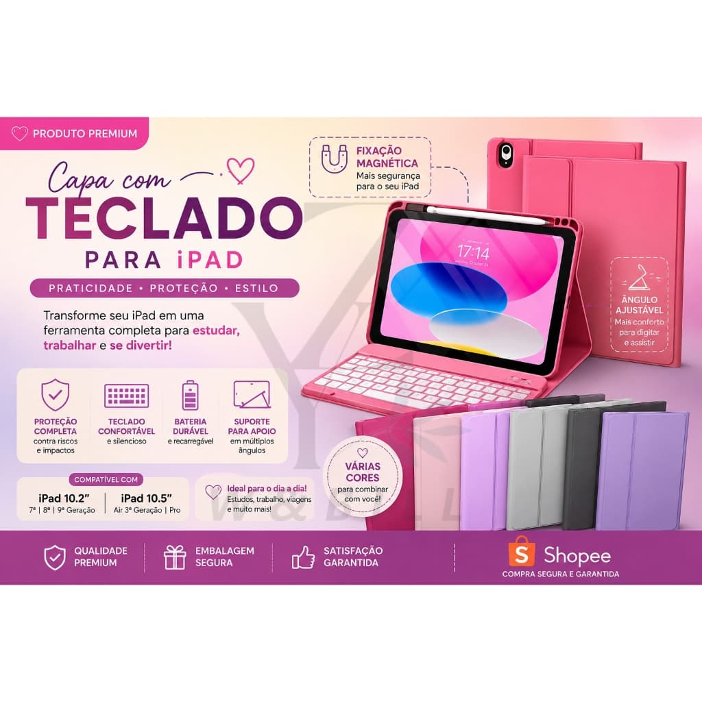 W.BILL Capa Teclado Touchpad Com Slot Para Caneta Compatível IPad 5 6 7 8 9 10 11a Geração Air 1-6 10.2/10.5/10.9/11 pol
