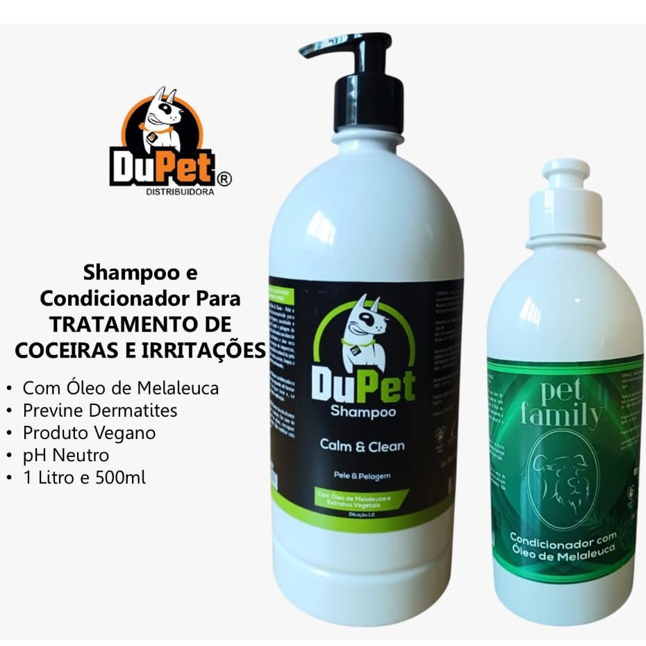 MELALEUCA - Shampoo Pet 1 litro Concentrado + Condicionador 500 ml Controla Coceiras e Irritações