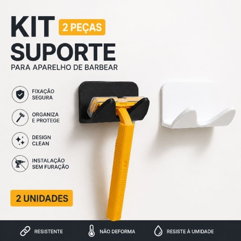Kit Suportes para Aparelho de Barbear Organizador de Banheiro Porta Barbeador Autoadesivo