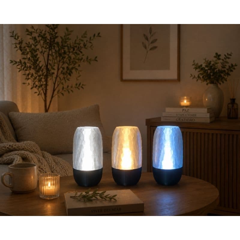 Luminária Ária Abajur de LED Quente e Frio Decoração Casa Sala Quarto Escritório