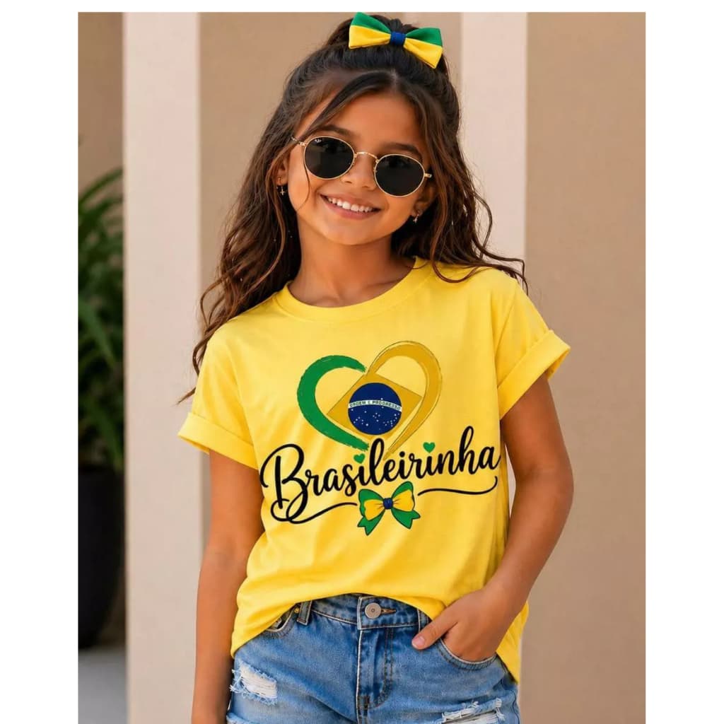 Camiseta Infantil Menina 100%Algodão Brasil Confortável Sofisticada Leve Entrega Rápida........