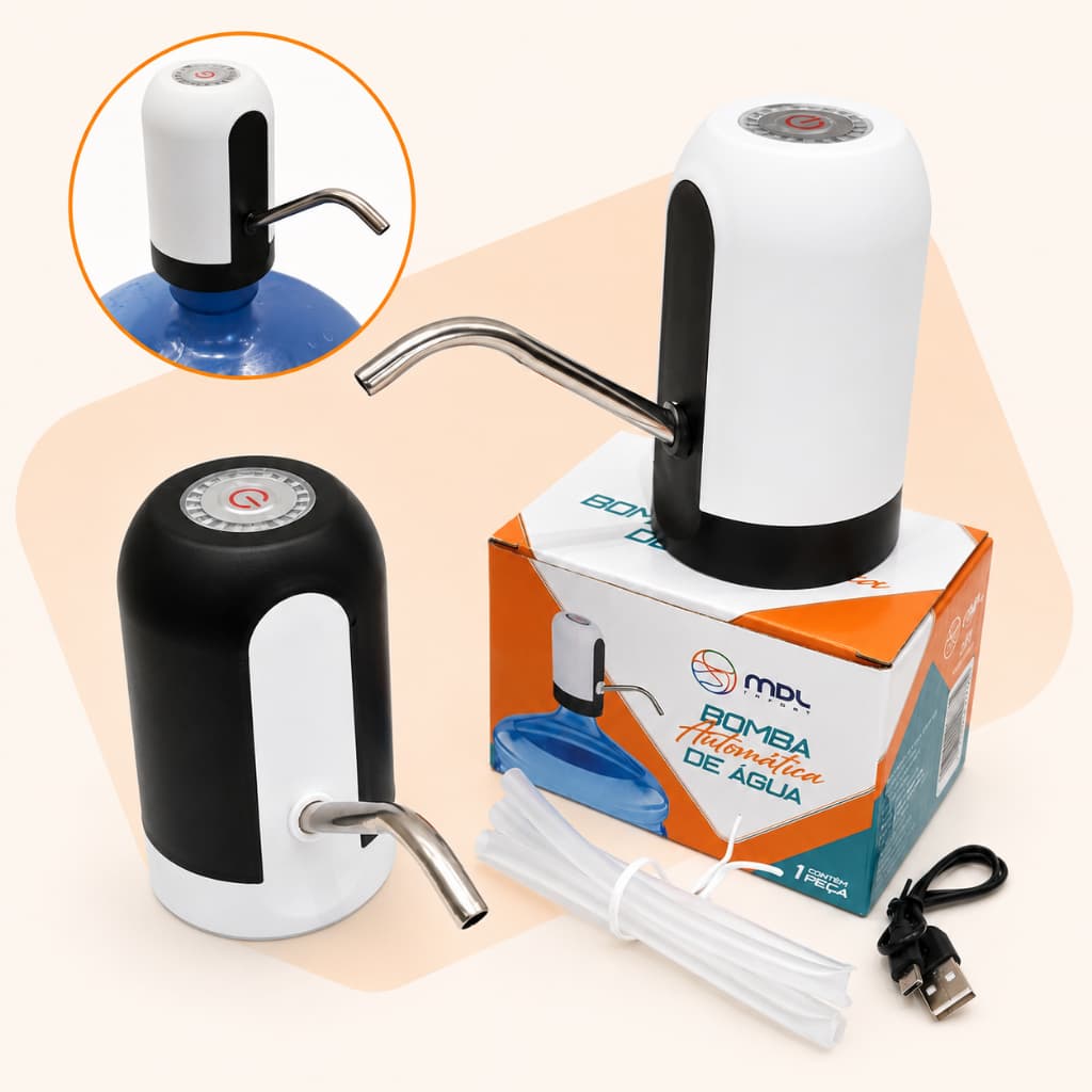 Bomba para Galão de Água Elétrica Automática Recarregável USB Portátil - Praia Camping