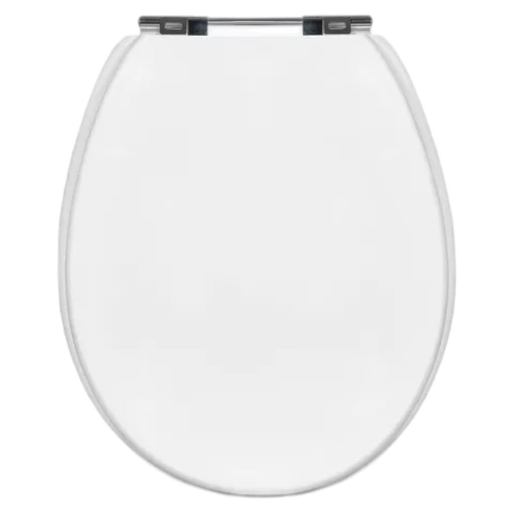 Assento Sanitário Oval MDF Branco Universal com Dobradiças Metálicas