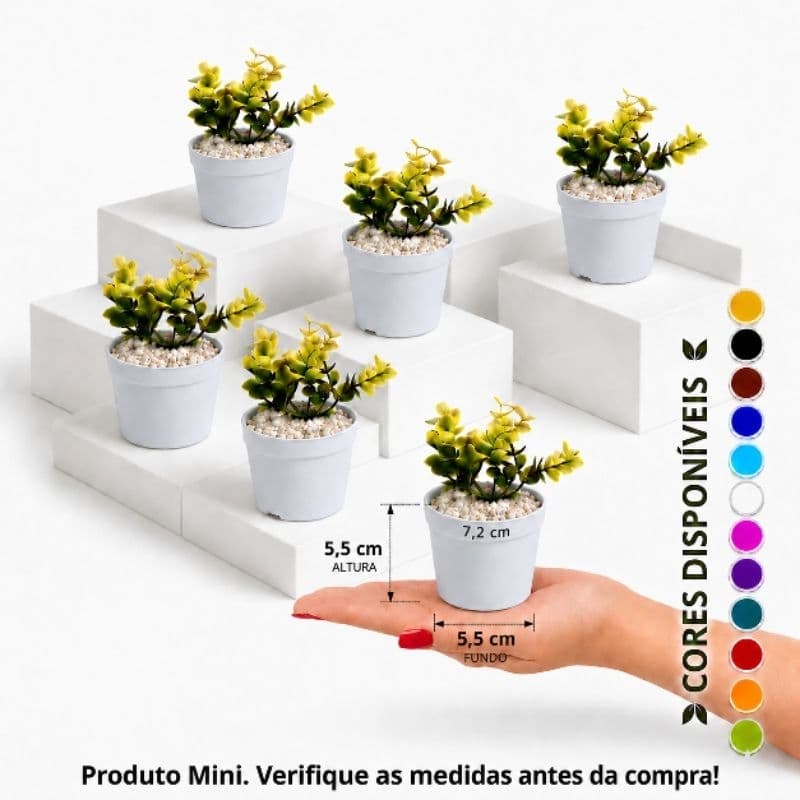 6 Vasos Com Plantas Artificiais Para Decoração Mesa de Festa  Aniversário Casamento Escritório Sala