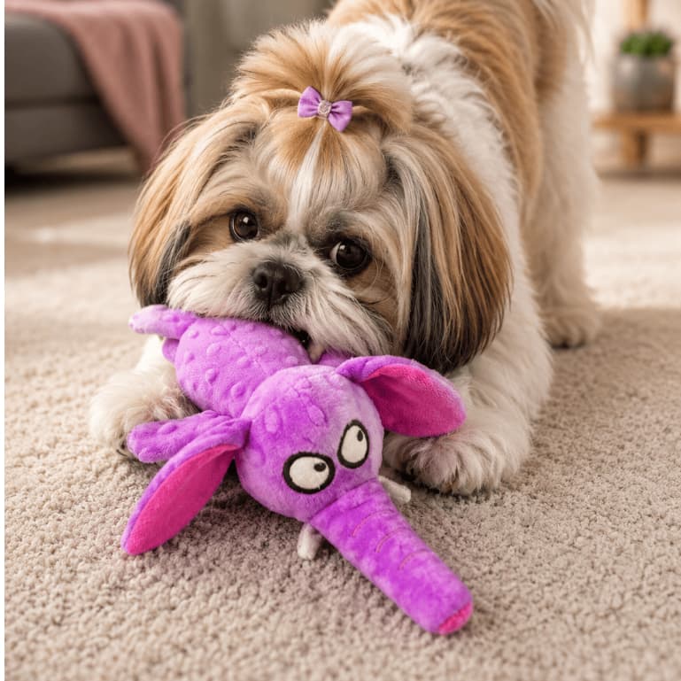 Mordedor De Brinquedo De Pelúcia Elefante Para Cães Cachorro e Gatos Interativo Com Apito Cores
