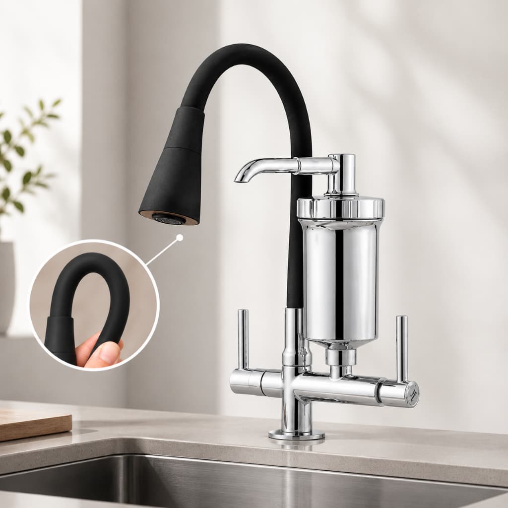 Torneira Gourmet Cone Flexível Cozinha Mesa Bancada Com Filtro Preta