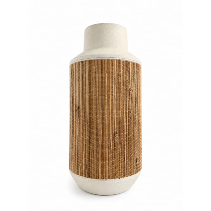 Vaso Decorativo Metal Off Com Palha M 35cm Entrecasa