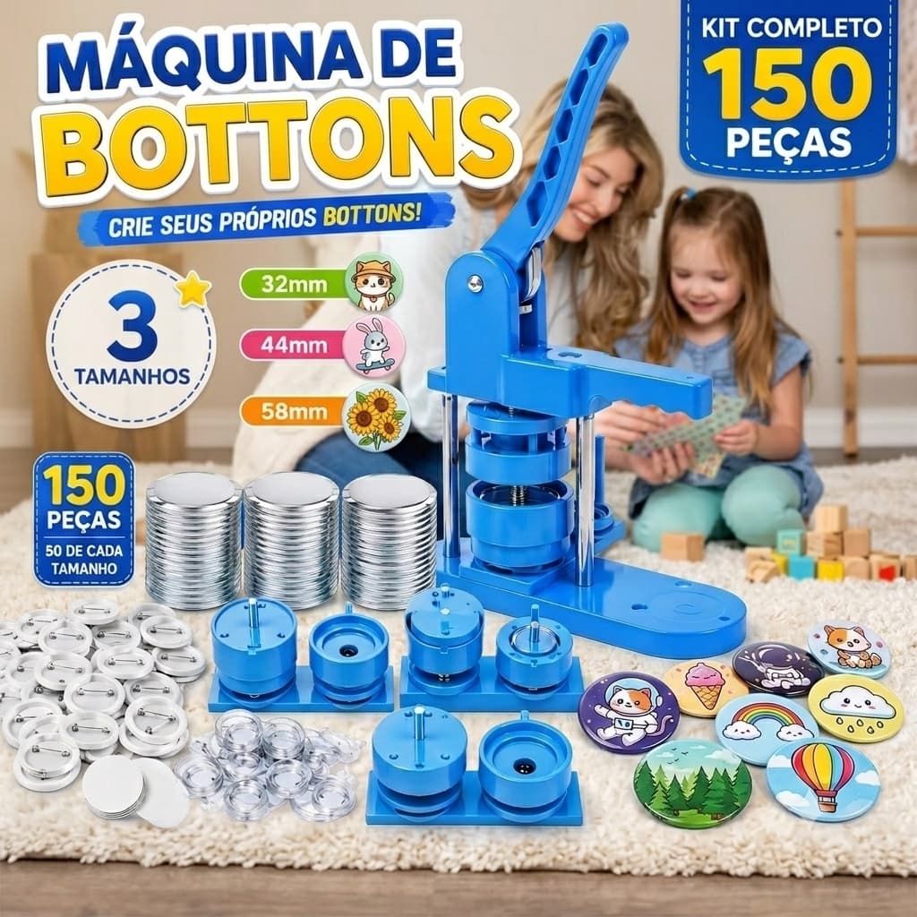 3 Kit Conjunto de Máquina de Crachá Deslizante Máquina De Button, Botton, Broche, Crachá 32/44/58mm 150 Boton