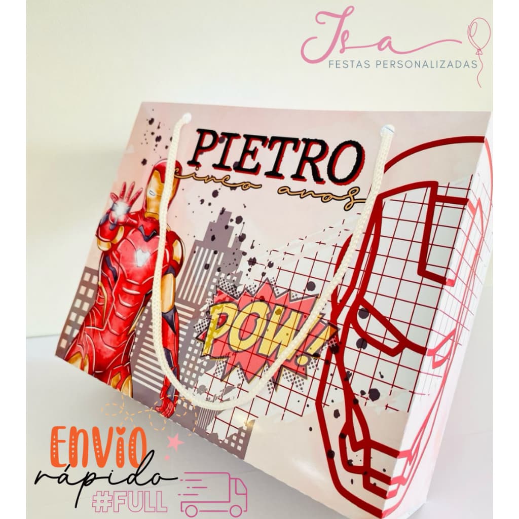 Sacolinhas Homem de Ferro Personalizadas Kit Festa Infantil Pegue e Monte