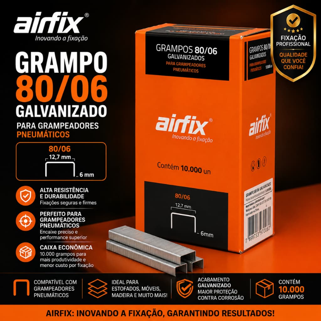 Grampo 80/06 - Airfix - Caixa C/ 10.000 Grampos