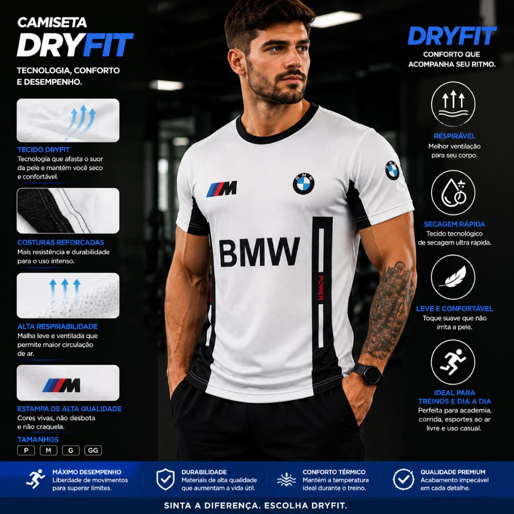 Camiseta Dryfit BMW Formula 1 Estampada Fuul Premium Envio Imediato