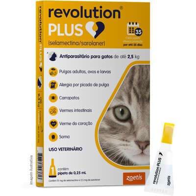 Antipulgas Revolution Plus Gatos Até 2,5kg 0,25ml 1 Pipeta