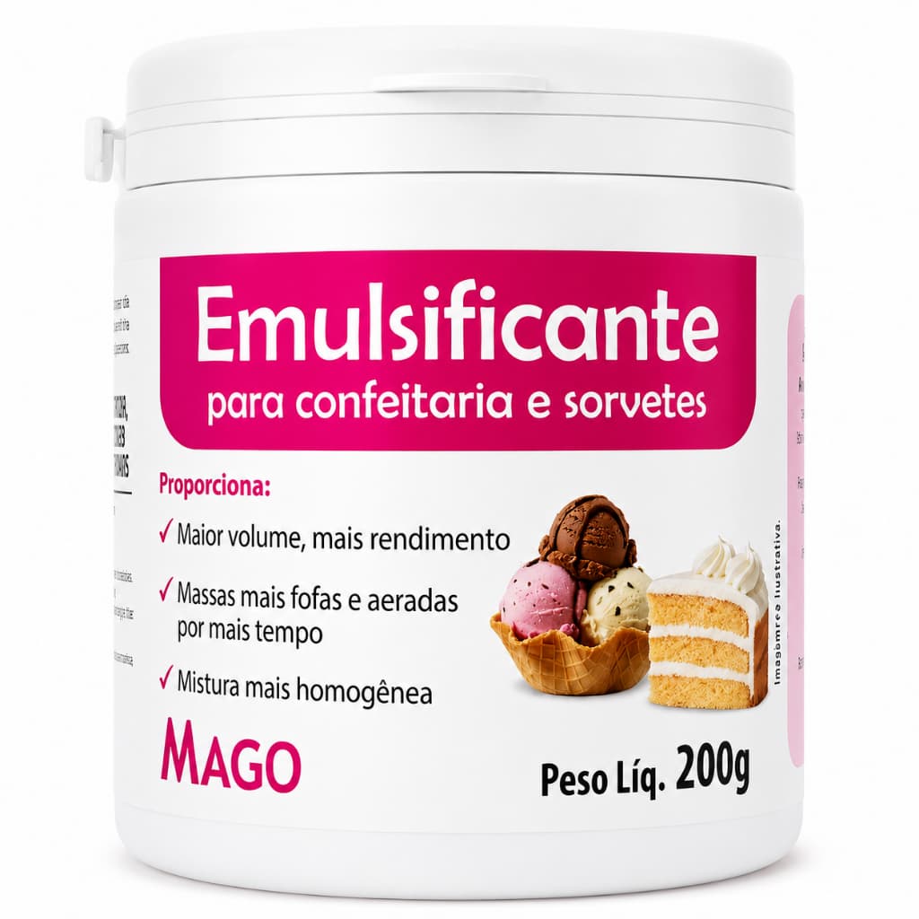 Emulsificante Mago 200g para Bolos Sorvetes Chantilly Mousses Mais Volume e Rendimento
