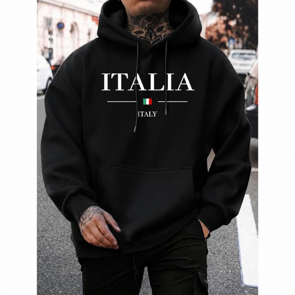 Moletom Masculino Moletom Canguru Blusa de Frio Moletom Estampado Italia  Moletom Unissex Streetwear