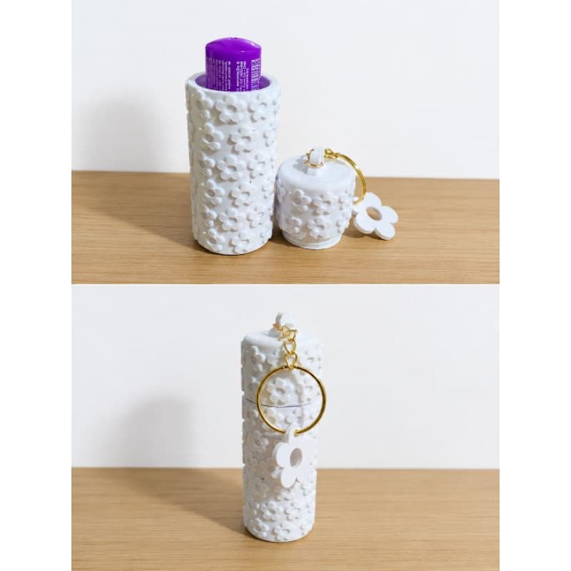 Porta Protetor Labial Chaveiro Floral