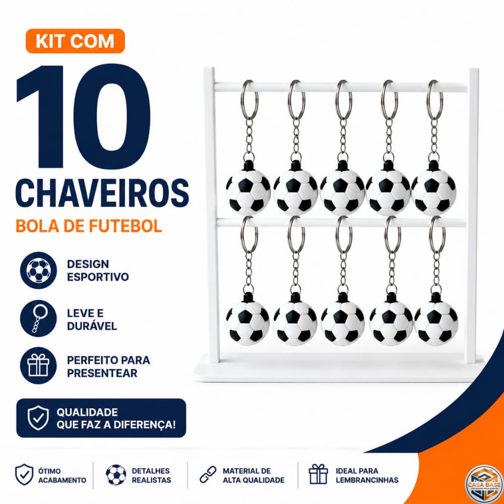 KIT 5, 10 ou 20 CHAVEIROS BOLA DE FUTEBOL RETRÔ (PRETO E BRANCO OU VERDE E AMARELO) PERFEITO PARA LEMBRANÇA, PRESENTES