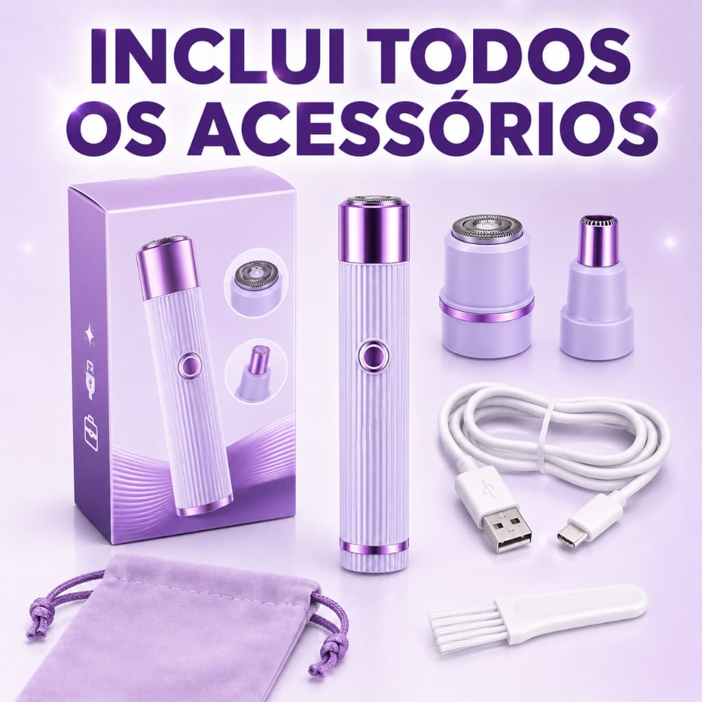 Depilador 2 em 1 Facial Feminino Batom Elétrico USB Recarregável Buço Sobrancelhas