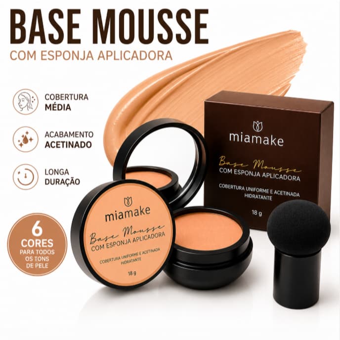 Base Mousse com Esponja Aplicadora Tipo Cogumelo BB Cream Corretivo Maquiagem Hidratante Cobertura Natural
