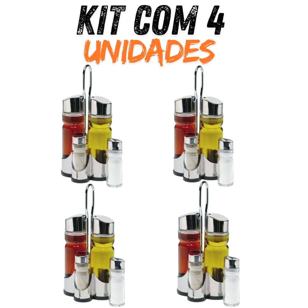 Conjunto Porta Azeite Vinagre Saleiro Paliteiro Cozinha Bar