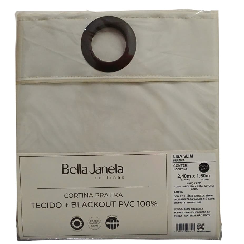 Cortina Voil C/ Blackout Pvc 2,40x1,60 Bella Janela Pratika