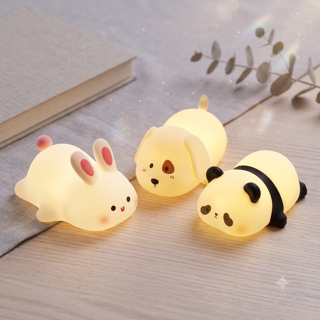 Luminária de Bichinhos Silicone Recarregável LED Sensor Touch