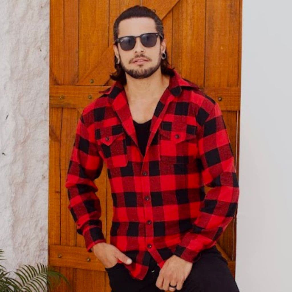 Camisa Xadrez com bolso Flanelada Blusa Masculina Manga Longa e gola Festa Junina
