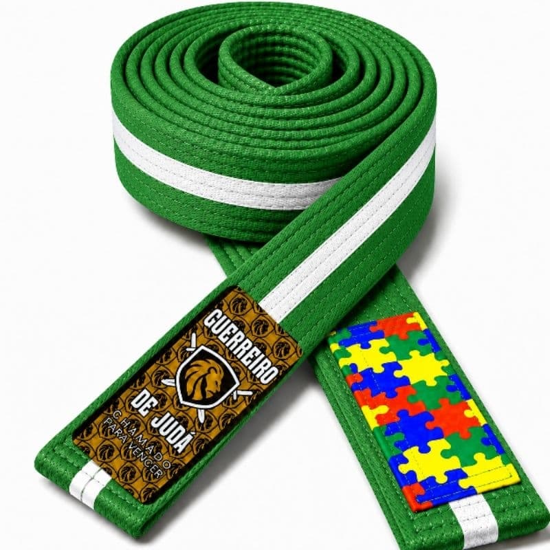 Faixa verde de jiu-jitsu viés preto tarja autismo