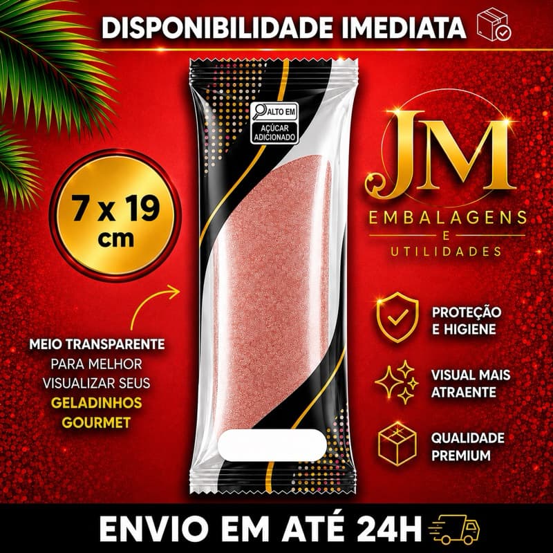 Embalagem higiênica para geladinho gourmet 7x19 dindin gourmet sacolé chup chup