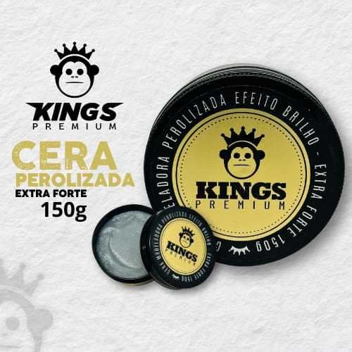 Pomada Modeladora Cera Perolizada Kings Premium Extra Forte Efeito Brilho 150g Masculina Alta Fixação