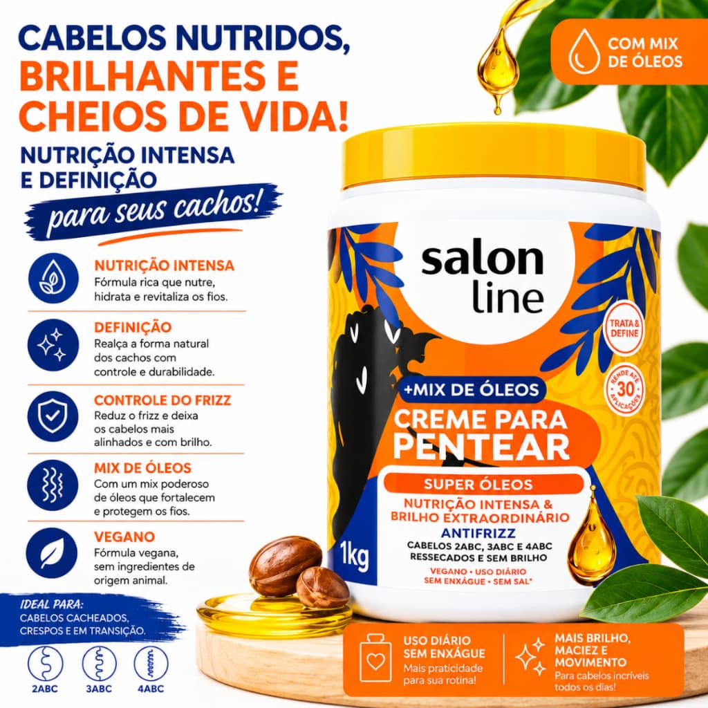 Creme Para Pentear +mix De Óleos Super Óleos Salon Line