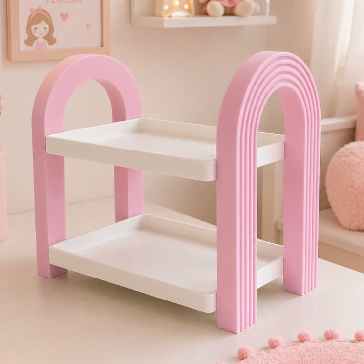 Organizador Decorativo 2 Prateleiras Porta Maquiagem Perfumes Cosméticos Bancada
