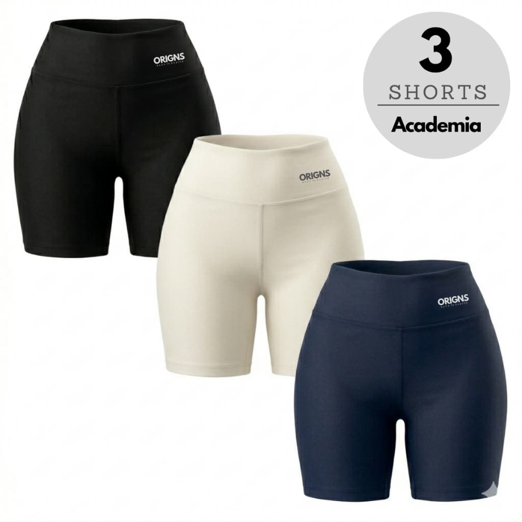 Kit 3 Shorts Academia Feminino Bermuda Meia Coxa Cintura Alta