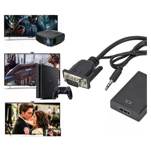 Cabo Mini Conversor Vga Para Hdmi Com Áudio E Vídeo Full Hd