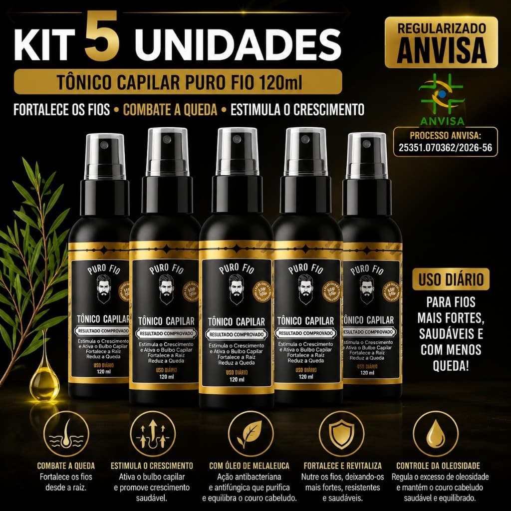 Kit 5 X Tônico Capilar Pro Barber MinoxDNACapilar Spray 120ml Crescimento Barba Cabelo Rápido Envio Imediato