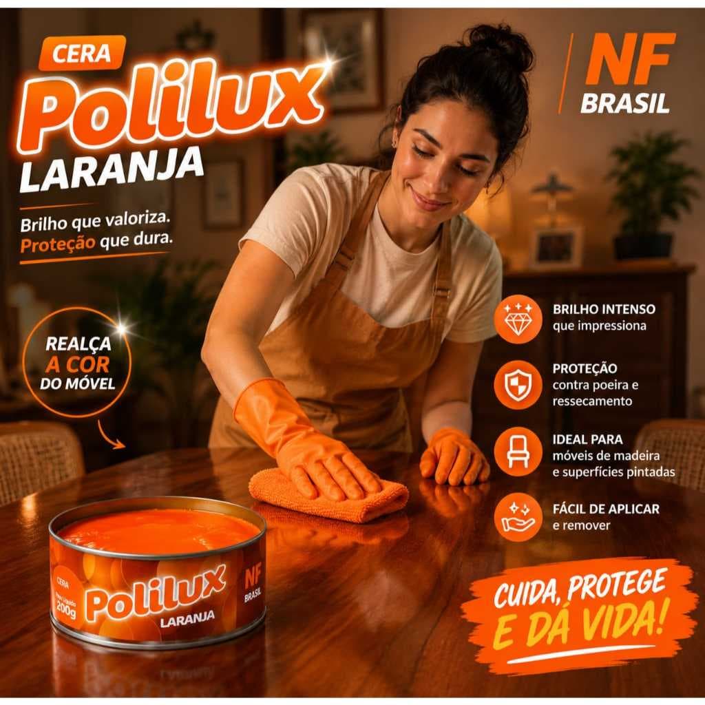 Cera Em Pasta Para Móveis De Madeira Polilux (laranja)