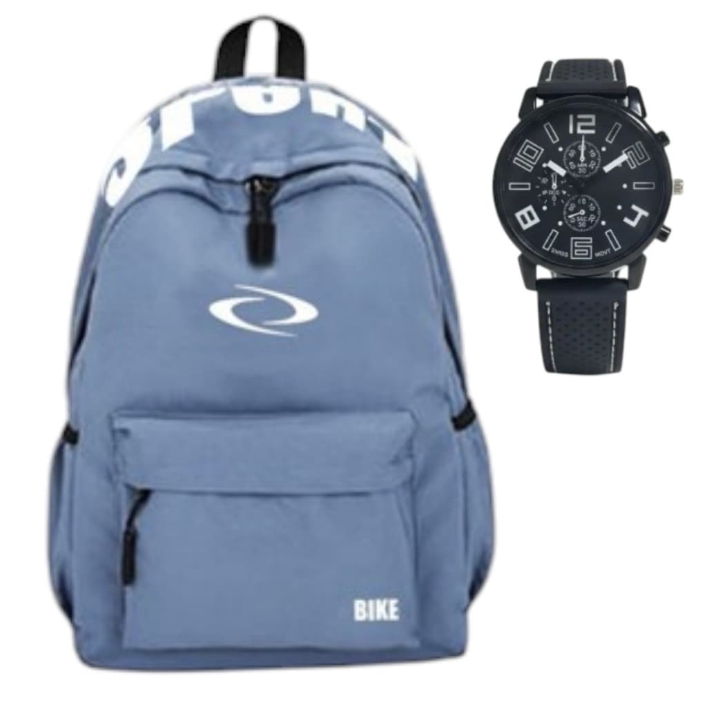 Kit Mochila Relógio Estiloso Unissex Várias Cores Confortável Promocional Limitado