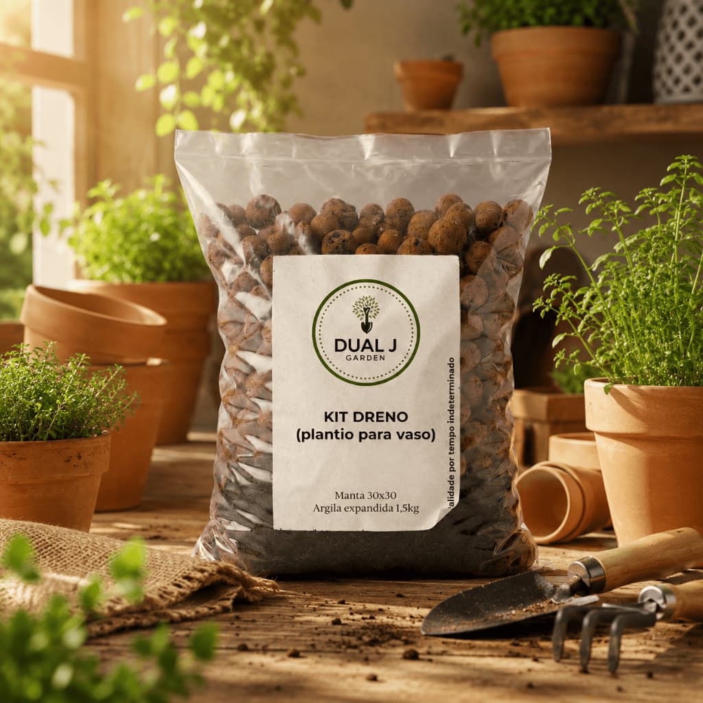 Kit Dreno Argila Expandida Plantio Para Vaso 1,5 KG Manta 30x30 Jardim Flores Decoração