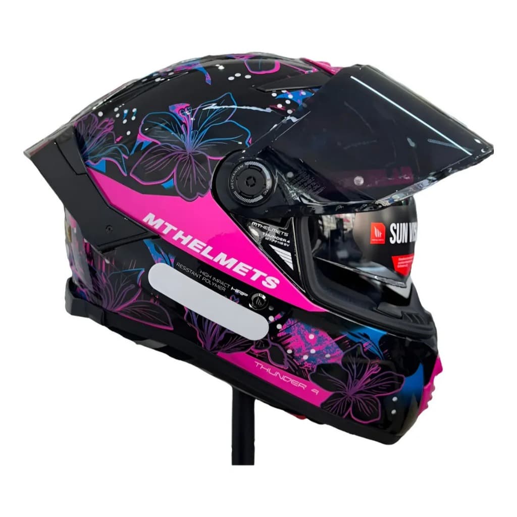 Capacete Integral MT Helmets Thunder 4 SV Jungle A8 Rosa Roxo Azul Brilhante 58