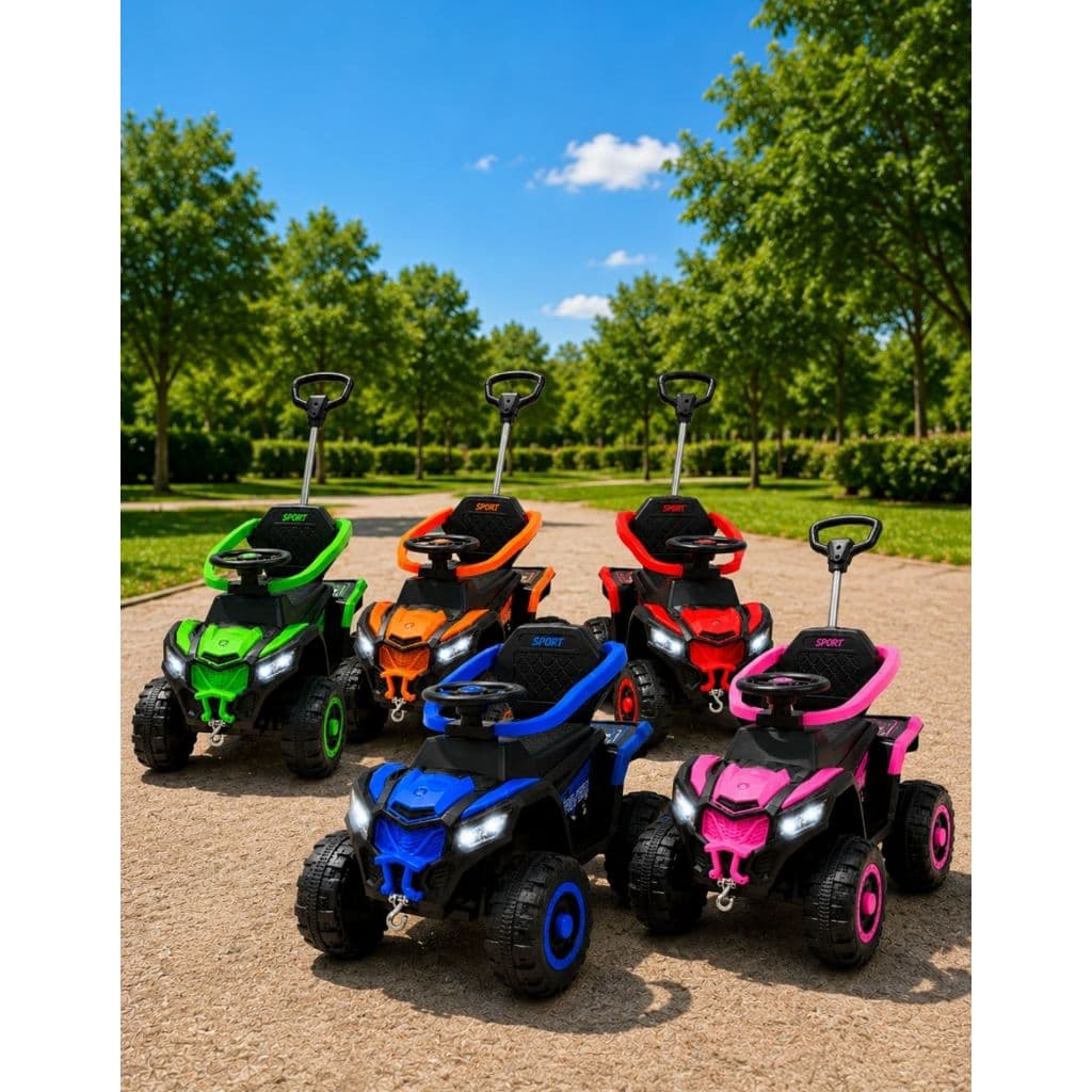 Carro Infantil Passeio Jipe Empurrador 4 Rodas Led Musica Quadriciclo Trava Segurança
