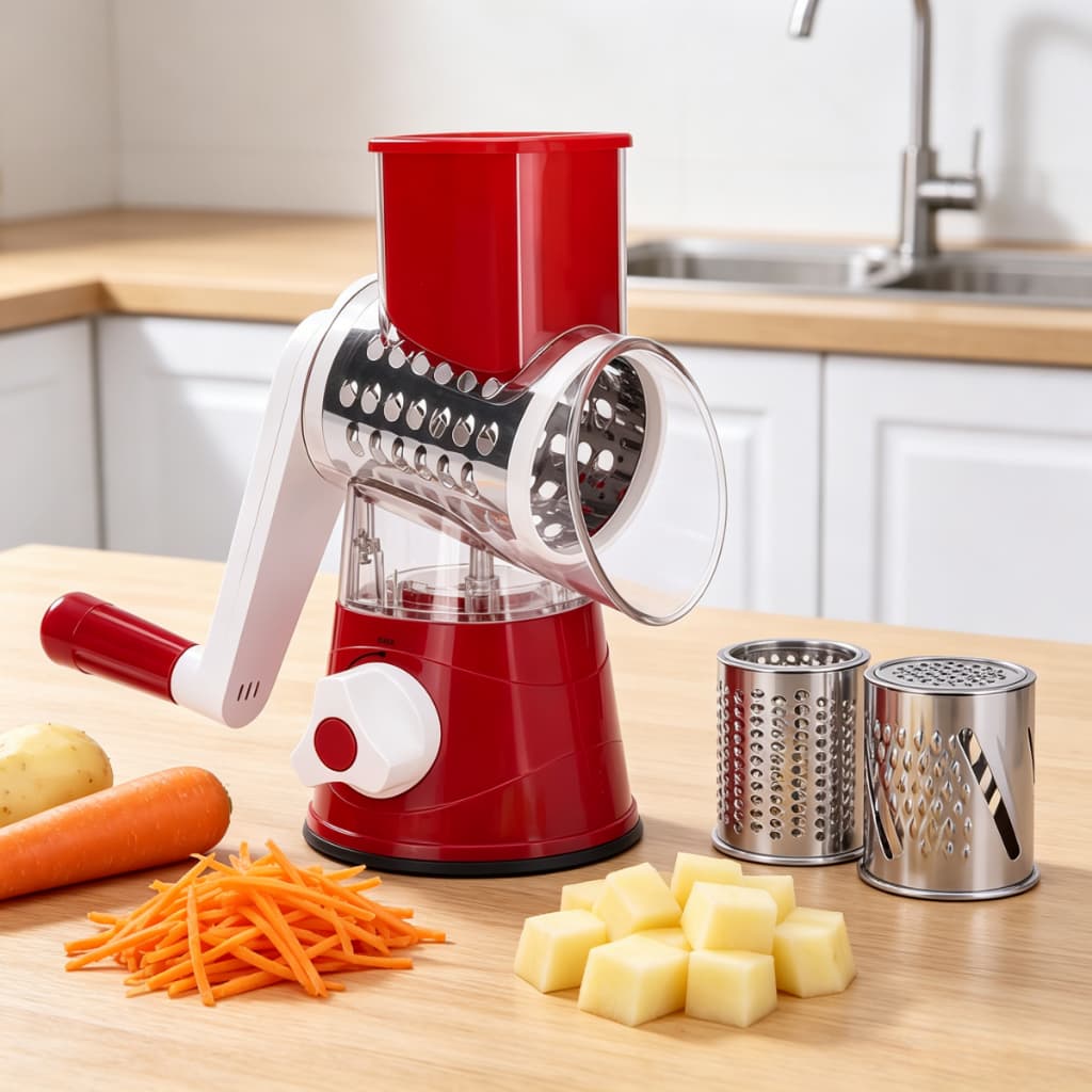 Fatiador 3 em 1 que Protege suas Mãos! Cortador e Ralador Seguro para Legumes, Ideal para Saladas e Refeições-U11