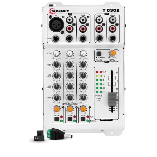 Mesa de Som Analógica Taramps T 0302 de 3 Canais Com Equalizador Para Som Automotivo.