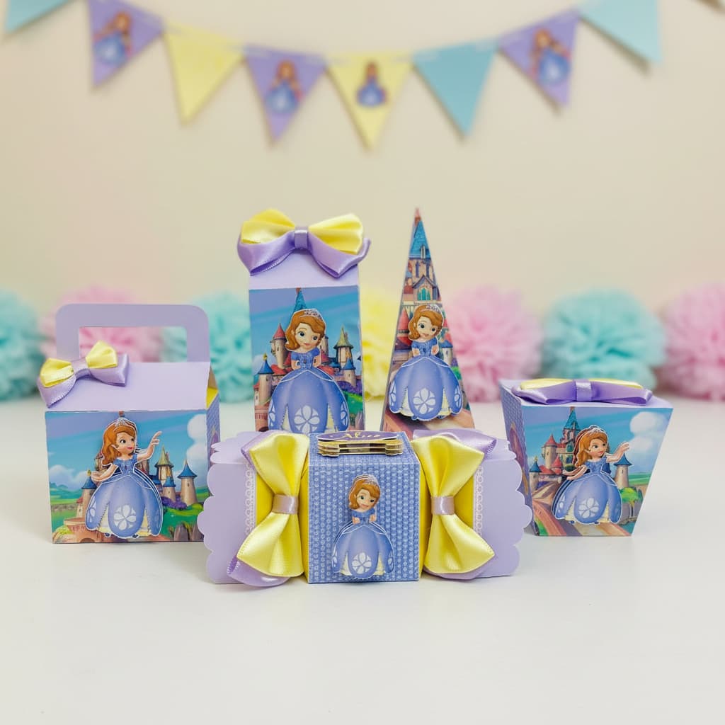 Kit Festa Pegue e Monte - Lembrancinhas Personalizadas  PRINCESINHA SOFIA - Aniversário - Caixa Milk Personalizada