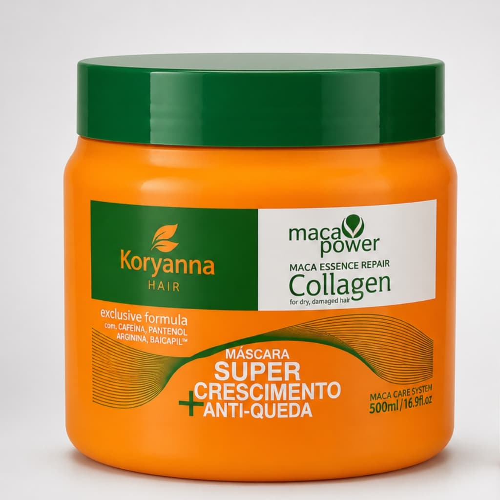 Máscara Crescimento Capilar 500g Koryanna Hair Anti Queda Com Cafeína Pantenol e Biotina